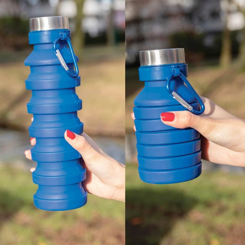 Bouteille d'eau pliable en silicone de haute qualité, sans BPA