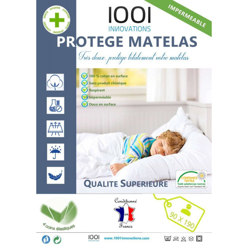 Protège Matelas Imperméable Coton 90X190