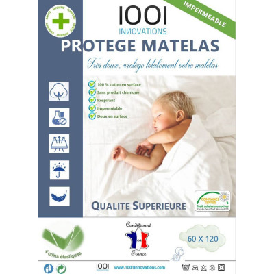 Protège-matelas imperméable - alèse 100% coton respirante