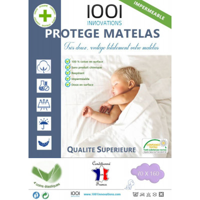 protège matelas respirant imperméable sans produit chimique 70x160 cm