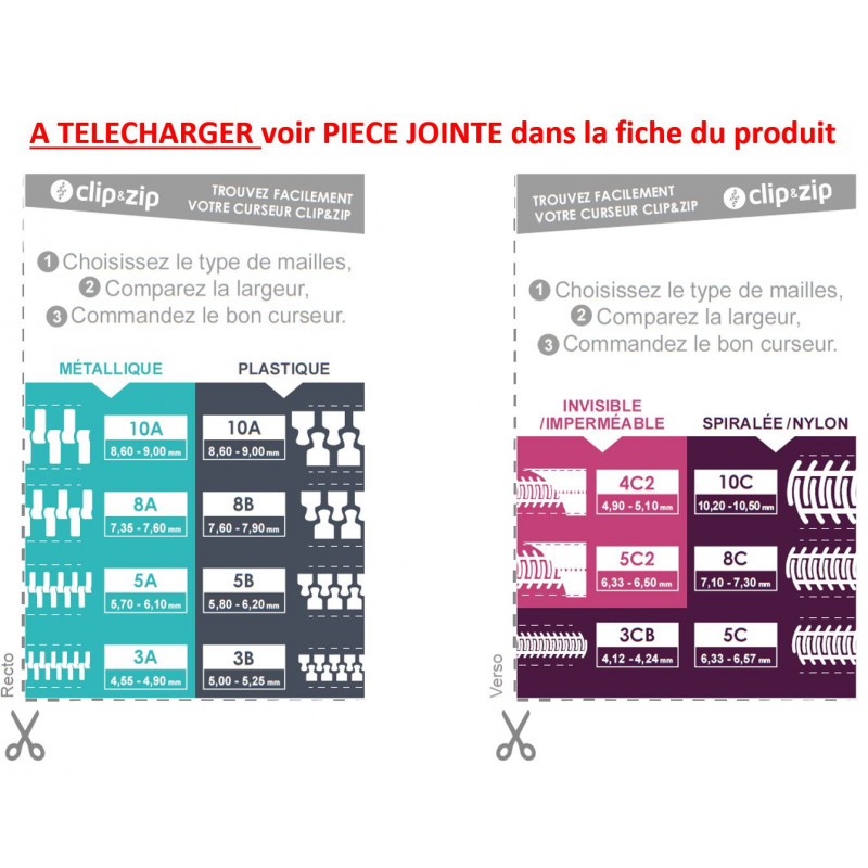 Curseur de remplacement clipsable ZlideOn 10A pour fermeture avec dents en  plastique ou métal