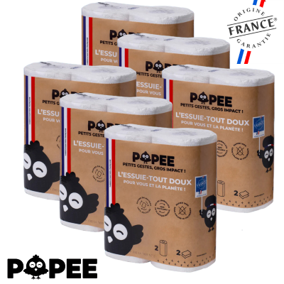 Popee ESSUIE-TOUT écologique Ultra-absorbant Lot de 6 paquets x2