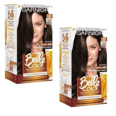 Lot de 2 Garnier - Belle Color - Coloration permanente Châtain - 3.03 Châtain Foncé Naturel Doré