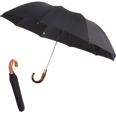 Parapluie pliant noir crosse en bois Neyrat